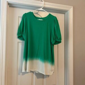 crown & ivy Green Ombre Puff Sleeve Tee
